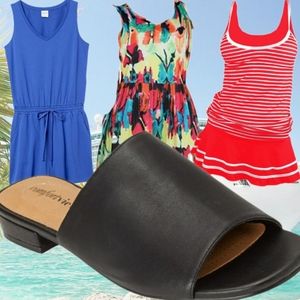 🍍Go everywhere, black, flat slides size 7.5